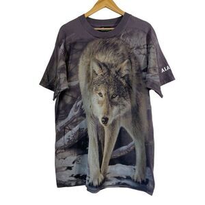 Vintage radical nature Wolf pack all over print double sided t-shirt